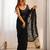 Black tissue satin sequins saree with unstitched blouse piece.