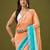 Orange & sky blue tissue satin embellished saree with unstitched blouse piece.