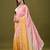 Orange & pink tissue satin embellished saree with unstitched blouse piece.