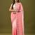 Peach tissue satin embellished saree with unstitched blouse piece.