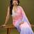 Pink & lavender tissue satin embellished saree with unstitched blouse piece.