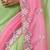 Pink & green tissue satin embellished saree with unstitched blouse piece.