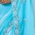 Blue tissue satin embellished saree with unstitched blouse piece.
