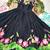 black color elegant lotus floral digital print  silk blend anarkali gown