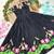 black color elegant lotus floral digital print  silk blend anarkali gown
