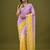 Lavender tissue satin embellished saree with unstitched blouse piece.