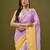 Lavender tissue satin embellished saree with unstitched blouse piece.