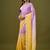 Lavender tissue satin embellished saree with unstitched blouse piece.
