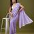 Lilac tissue satin embellished saree with unstitched blouse piece.