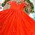 orange color elegant lotus floral digital print  silk blend anarkali gown