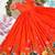 orange color elegant lotus floral digital print  silk blend anarkali gown