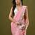 Pink tissue satin embellished saree with unstitched blouse piece.