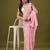 Pink tissue satin embellished saree with unstitched blouse piece.
