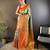 green silk blend saree with unstitched blouse piece.