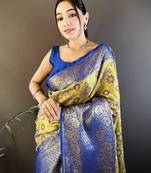 neon silk blend saree with unstitched blouse piece.
