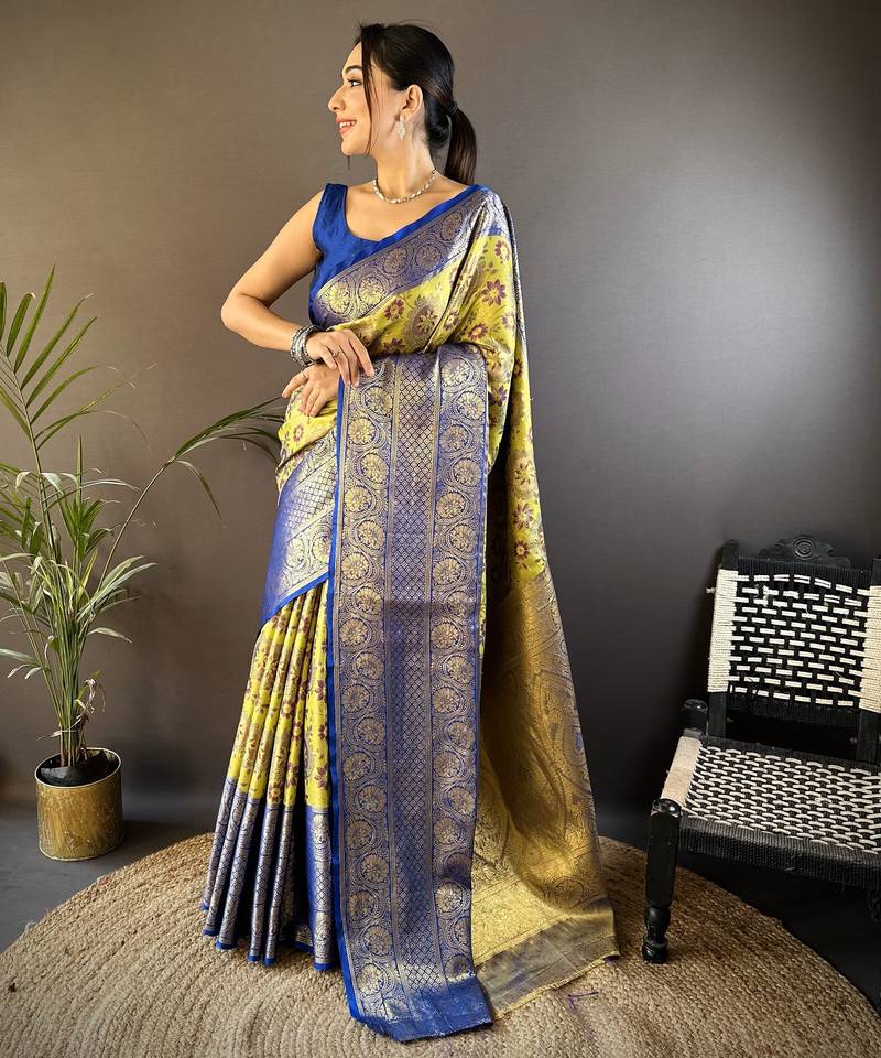 neon silk blend saree with unstitched blouse piece.