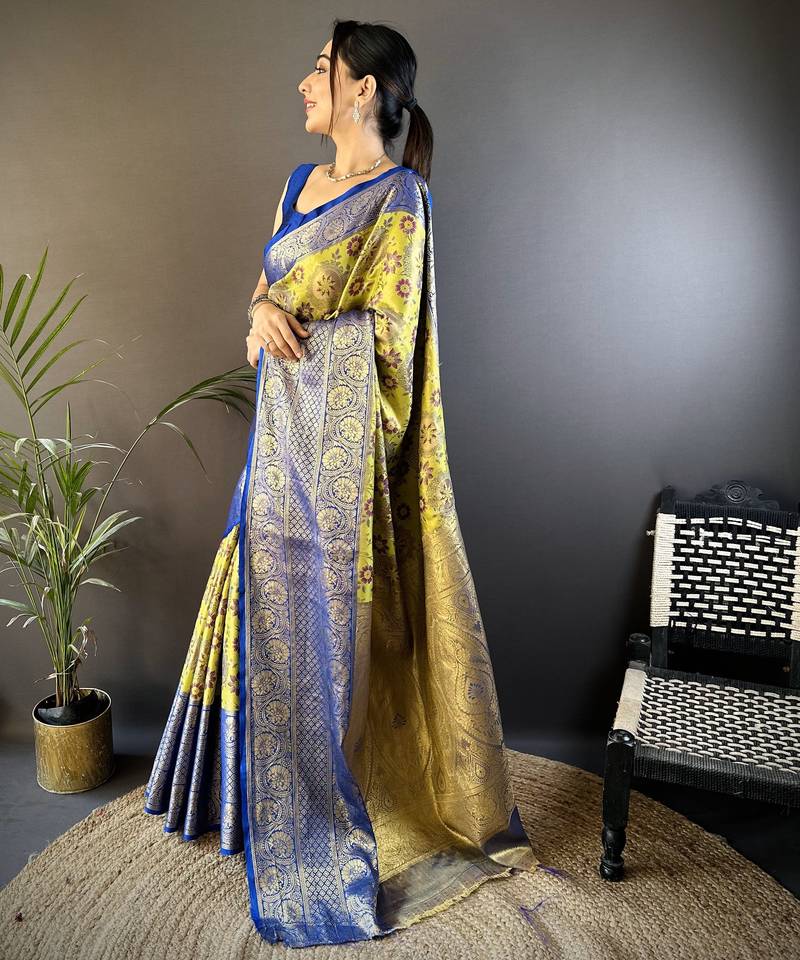 neon silk blend saree with unstitched blouse piece.