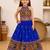 Royal blue embroidered cotton blend halter neck kids lehenga choli with dupatta