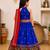 Royal blue embroidered cotton blend halter neck kids lehenga choli with dupatta