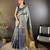 sky blue silk blend saree with unstitched blouse piece.