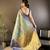 sky blue silk blend saree with unstitched blouse piece.