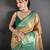 beige kanjeevaram silk blend zari woven saree with unstitched blouse piece.