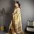 cream kanjeevaram silk blend zari woven saree with unstitched blouse piece.