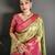 green kanjeevaram silk blend zari woven saree with unstitched blouse piece.