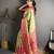 green kanjeevaram silk blend zari woven saree with unstitched blouse piece.
