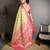 green kanjeevaram silk blend zari woven saree with unstitched blouse piece.