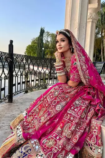Pink Jodhpuri Navratri Lehenga Choli With Dupatta