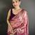 pink kanjeevaram silk blend zari woven saree with unstitched blouse piece.