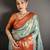 sky blue kanjeevaram silk blend zari woven saree with unstitched blouse piece.