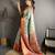 sky blue kanjeevaram silk blend zari woven saree with unstitched blouse piece.