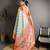sky blue kanjeevaram silk blend zari woven saree with unstitched blouse piece.