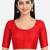 Red silk solid plain round neck half sleeve readymade saree blouse