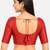 Red silk solid plain round neck half sleeve readymade saree blouse