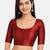 Maroon silk solid plain round neck half sleeve readymade saree blouse