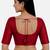 Maroon silk solid plain round neck half sleeve readymade saree blouse