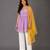 Purple off white embroidered cotton silk kurti set