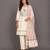 Off white baby pink embroidered velvet chanderi kurti set