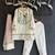 Off white baby pink embroidered velvet chanderi kurti set