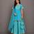 Blue embroidered silk and chanderi gharara set