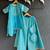 Blue embroidered silk and chanderi gharara set