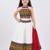 White mirror work cotton halter neck kids lehenga choli with dupatta 