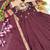 wine color elegant floral embroidery with rich zari weaving border silk blend anarkali gown set