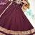 wine color elegant floral embroidery with rich zari weaving border silk blend anarkali gown set