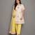 Off white yellow embroidered cotton silk organza kurti set
