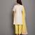 Off white yellow embroidered cotton silk organza kurti set