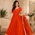 orange color elegant floral embroidery with rich zari weaving border silk blend anarkali gown set